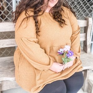 Mustard Ribbed Tunic Top